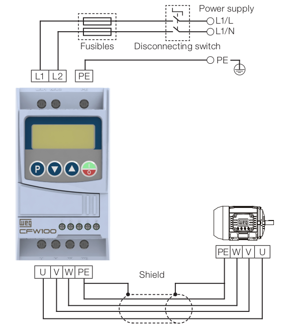 Weg CFW100 power connections