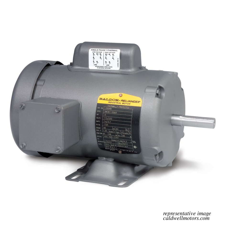 Baldor L3409-50 1/2 HP 1500 RPM 48 TEFC Single-Phase 50Hz Motor